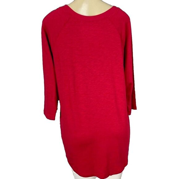 Torrid +2 Red Heather Chill Slogan Crew Neck Cotton Blend 3/4 Raglan Sleeve Tee - Picture 4 of 6